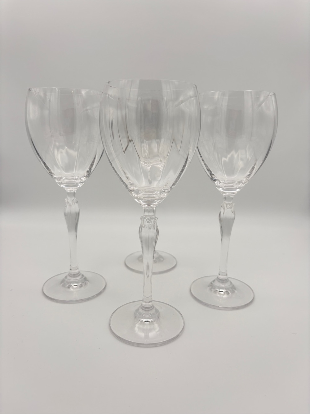 Mikasa Spring Petals Crystal Optic Bowl Wine Glasses Set Of Four